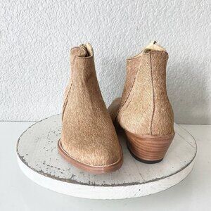 Womens Western Cowboy Ankle Boots 7.5 Brown Cowhide Cowgirl Boot Pointed Toe